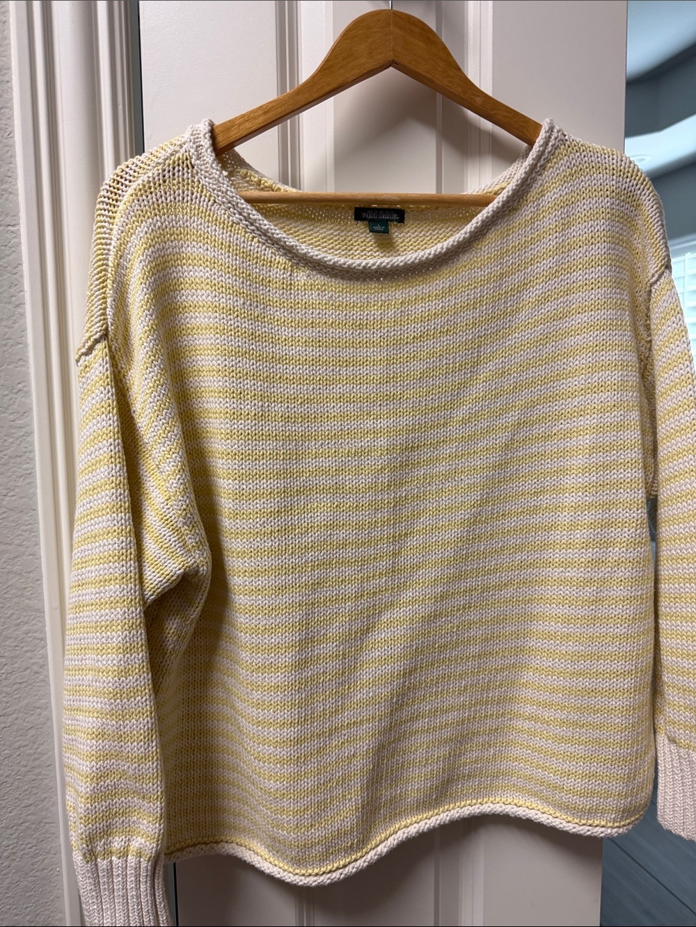 Wild Fable Yellow and White Striped Crewneck Sweater